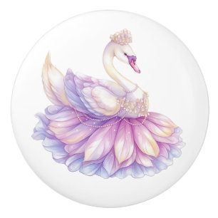 Bouton De Porte En Céramique Princess Swan Girl's Ceramic Knob