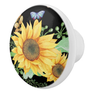 Bouton De Porte En Céramique printemps de tournesol