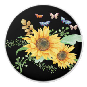 Bouton De Porte En Céramique printemps de tournesol