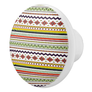 Bouton De Porte En Céramique Printemps tribal lumineux