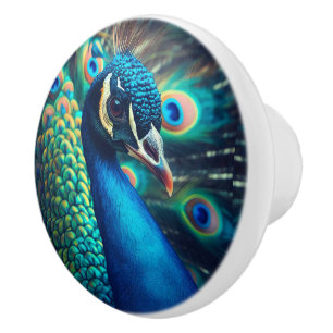Bouton De Porte En Céramique Profil Peacock