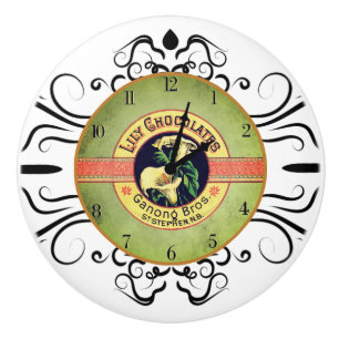 Bouton De Porte En Céramique Publicité pour une horloge en chocolat Art nouveau