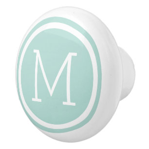 Bouton De Porte En Céramique Puce de tiroir personnalisée Monogramme de menthe