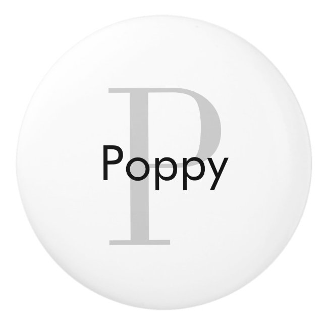 Bouton De Porte En Céramique Puce de tiroir personnalisées Monogramme (Devant)