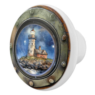Bouton De Porte En Céramique Puits de tiroir de phare à hublot nautique