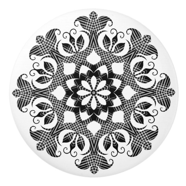 Bouton De Porte En Céramique Pull en céramique noir et blanc (Devant)