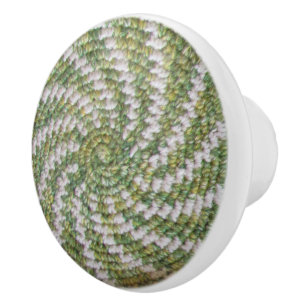 Bouton De Porte En Céramique Pulls de tiroir - Spirale blanche sur vert
