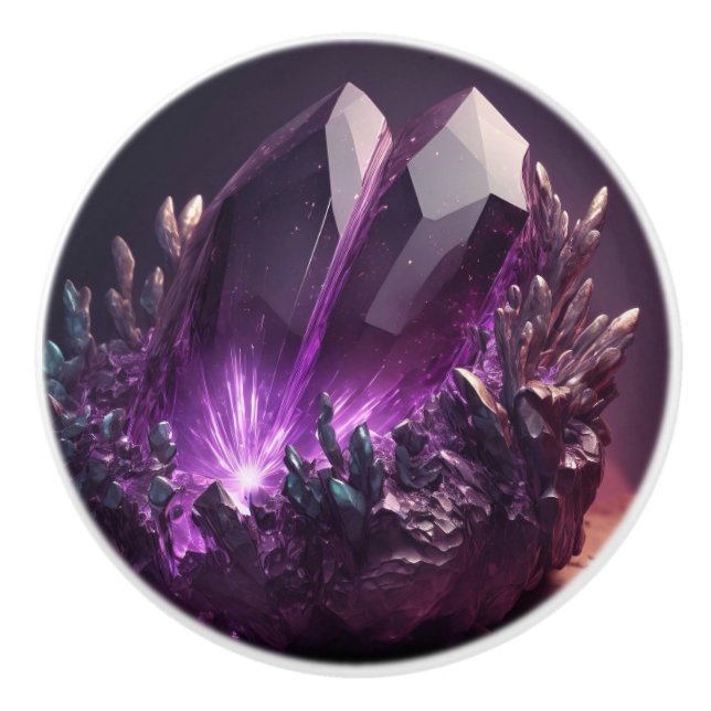 Bouton De Porte En Céramique Purple Crystal Amethyst Jewel Ceramic Knob (Devant)