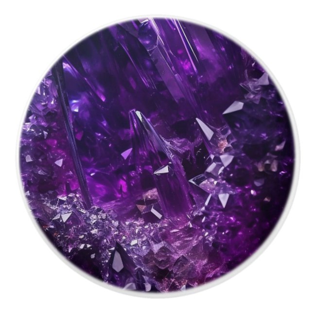 Bouton De Porte En Céramique Purple Crystal Jewel Amethyst Ceramic Knob (Devant)