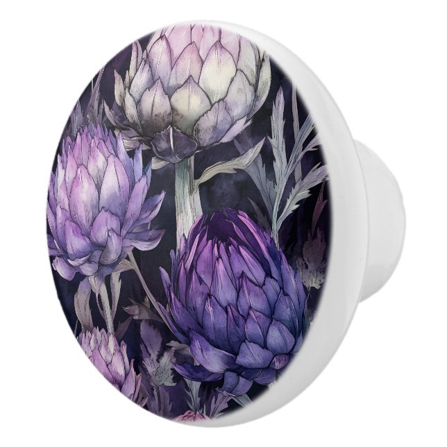 Bouton De Porte En Céramique Purple écossais (Droite)