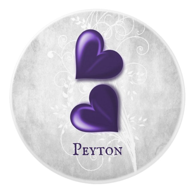 Bouton De Porte En Céramique Purple Hearts Ceramic Personnalisé Knob (Devant)