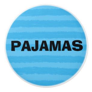 Bouton De Porte En Céramique Pyjamas Bleu Aquarelles