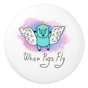 Bouton De Porte En Céramique Quand les porcs pilotent le bouton en céramique