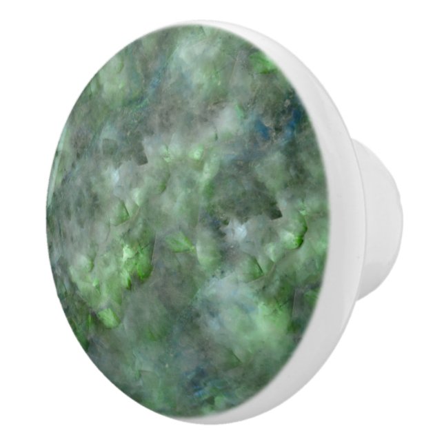 Bouton De Porte En Céramique quartz vert Abstrait, motif de granit marbré (Droite)