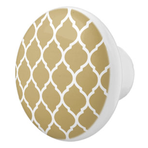 Bouton De Porte En Céramique Quatrefoil Gold Marocain