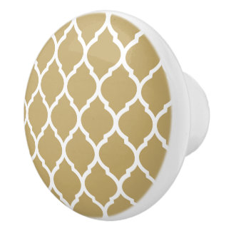 Bouton De Porte En Céramique Quatrefoil Gold Marocain