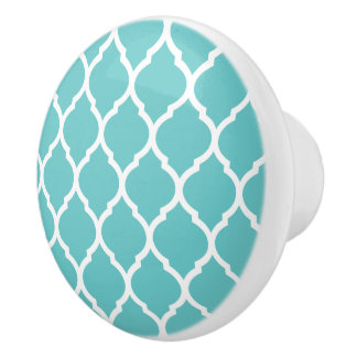 Bouton De Porte En Céramique Quatrefoil marocain Turquoise