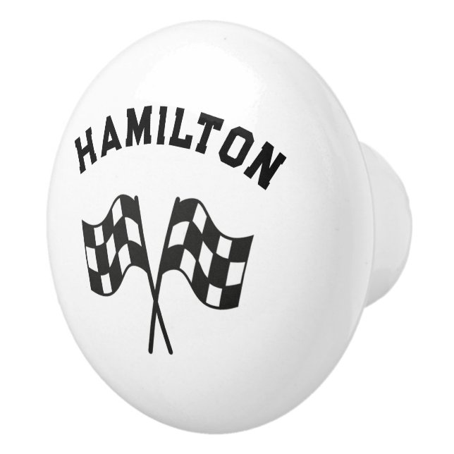 Bouton De Porte En Céramique Race Car Flags Nursery (Droite)