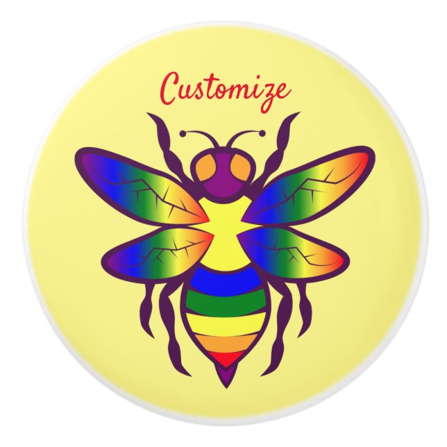 Bouton De Porte En Céramique Rainbow Bee Thunder_Cove (Devant)