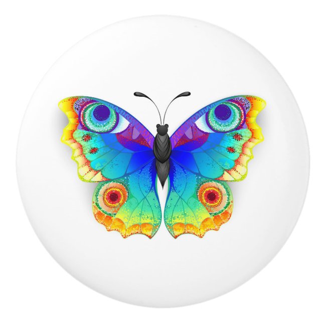 Bouton De Porte En Céramique Rainbow Butterfly Peacock Eye (Devant)
