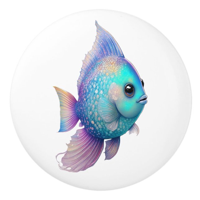 Bouton De Porte En Céramique Rainbow Crystal Fish (Devant)