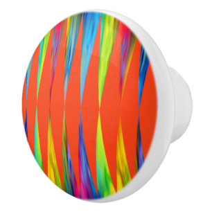 Bouton De Porte En Céramique [Rainbow Fiesta] Arlequin Geometry Fiery Orange