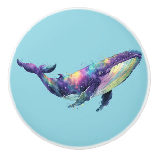 Bouton De Porte En Céramique Rainbow Whale Door Pull