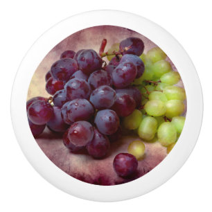 Bouton De Porte En Céramique Raisins Rouges Et Verts