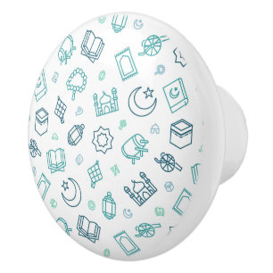 Bouton De Porte En Céramique Ramadan Doodles Knob