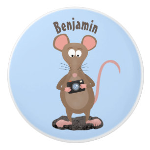 Bouton De Porte En Céramique Rat drôle avec dessin animé de la caméra