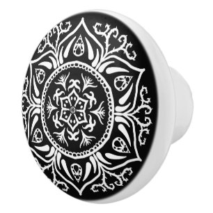 Bouton De Porte En Céramique Raven Mandala