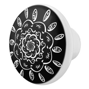 Bouton De Porte En Céramique Raven Mandala