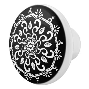Bouton De Porte En Céramique Raven Mandala