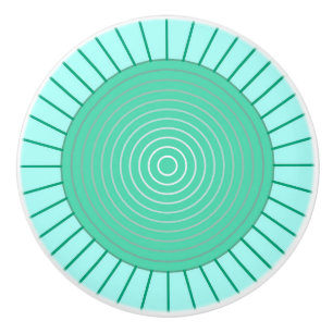Bouton De Porte En Céramique Rayon de soleil géométrique moderne - Aqua et ve
