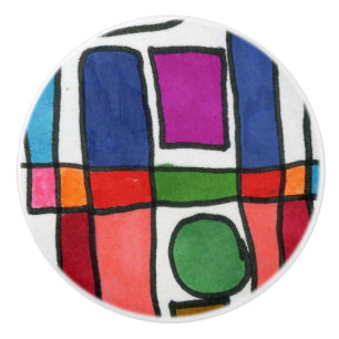 Bouton De Porte En Céramique Rayure chaude et fraîche de rectangle avec