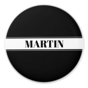 Bouton De Porte En Céramique Rayure personnalisée noir et blanc