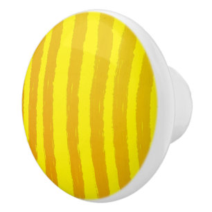 Bouton De Porte En Céramique Rayures aquarelles jaune orange