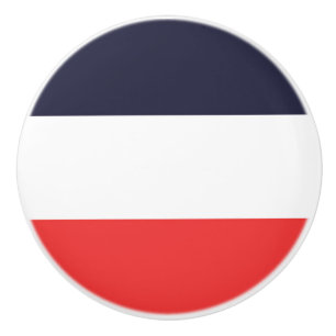 Bouton De Porte En Céramique Rayures Bleu Blanc & Rouge Rayé