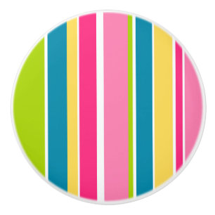 Bouton De Porte En Céramique Rayures Colorées Brillantes