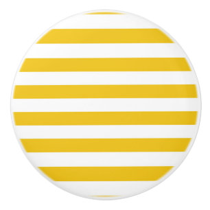 Bouton De Porte En Céramique Rayures jaunes et blanches Chambre moderne chic à