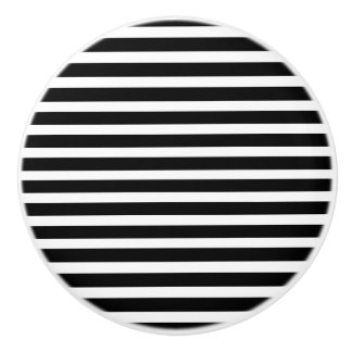 Bouton De Porte En Céramique Rayures noires et blanches