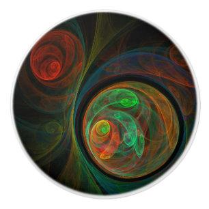 Bouton De Porte En Céramique Reborn Green Art Abstrait