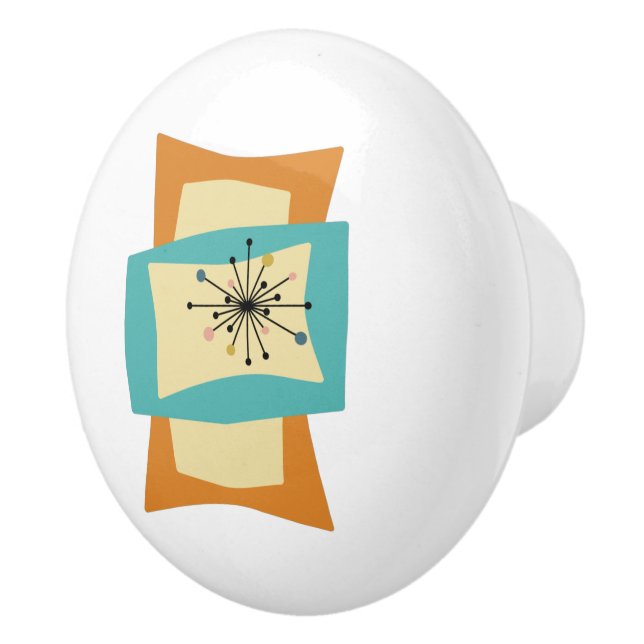 Bouton De Porte En Céramique Rectangles pointues Abstraites du milieu du siècle (Droite)