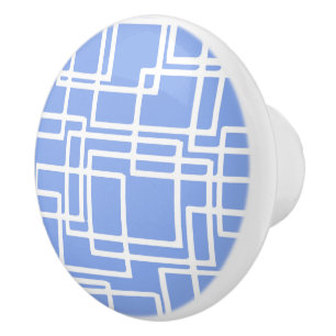 Bouton De Porte En Céramique Rectangles Rétro Modernes Sur Fond Bleu Ciel D'été