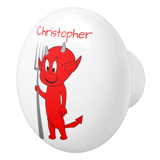 Bouton De Porte En Céramique Red Devil Design Personalised (Droite)