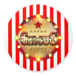 Bouton De Porte En Céramique Red Gold Circus Striped Stripes Cool Personnalisé
