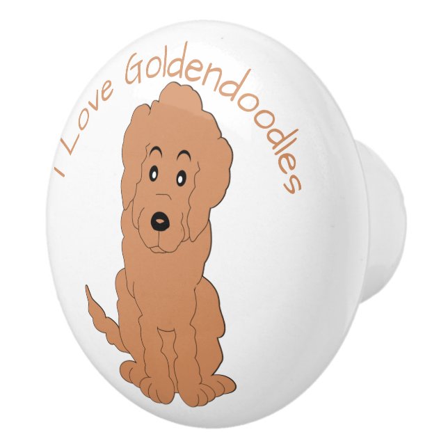 Bouton De Porte En Céramique Red Goldendoodle Dog Design (Droite)