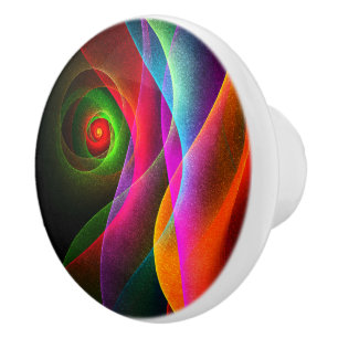Bouton De Porte En Céramique Red Green Orange Modern Abstrait Art Motif #22