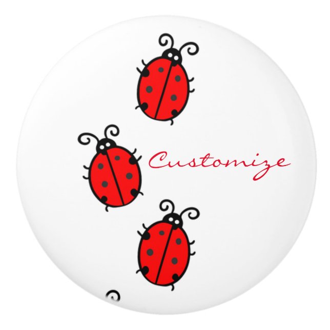 Bouton De Porte En Céramique Red Ladybugs Crawling Thunder_Cove (Devant)