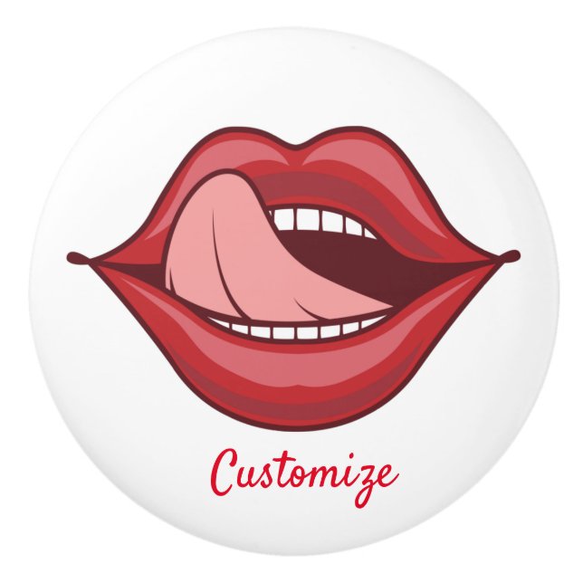 Bouton De Porte En Céramique Red Lips Open Mouth Thunder_Cove (Devant)